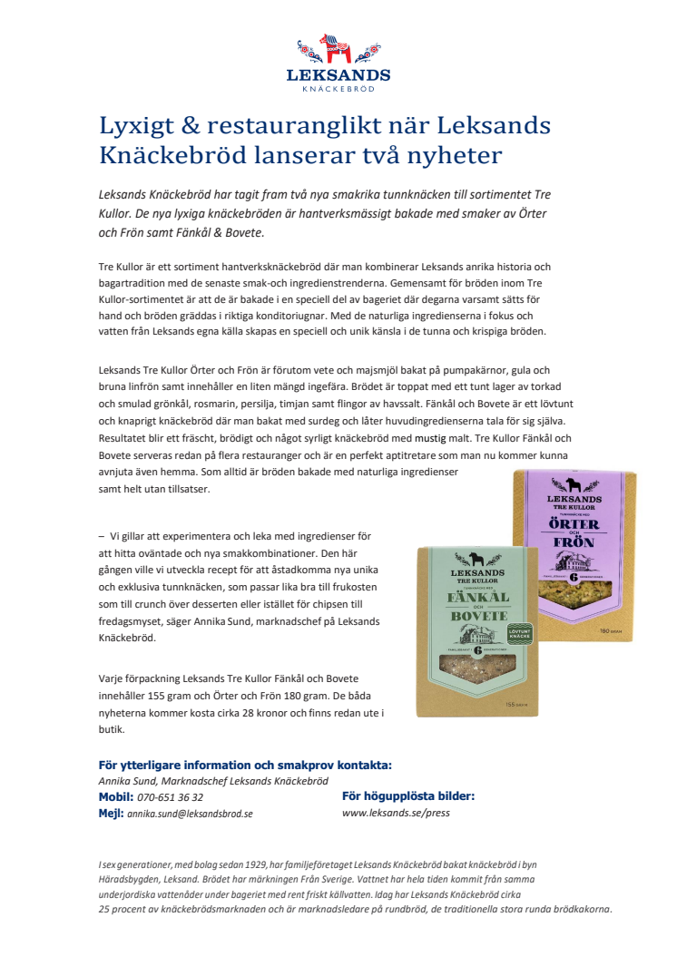 Lyxigt & restauranglikt när Leksands Knäckebröd lanserar två nyheter 