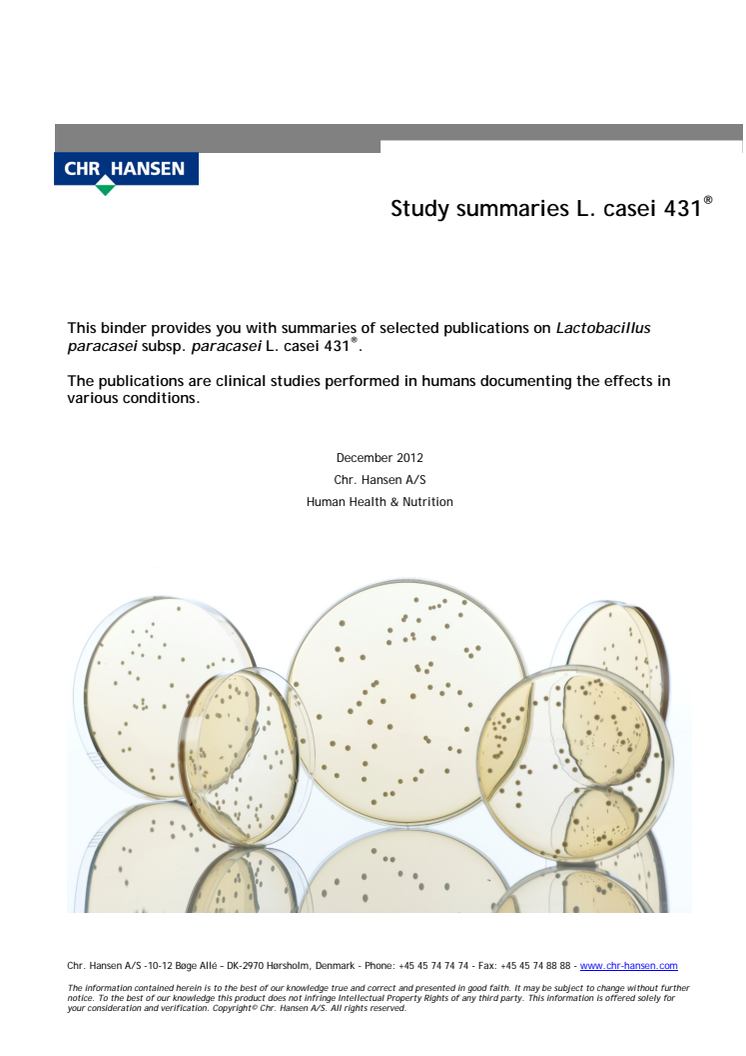 L. CASEI 431® Selected summaries