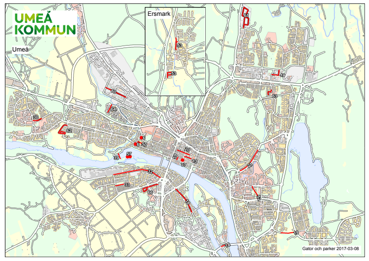 Gatuarbeten i Umeå 2017