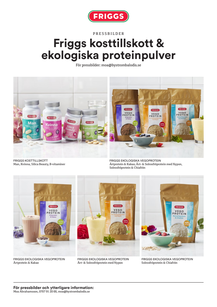 Bildblad Friggs kosttillskott & ekologiskt proteinpulver