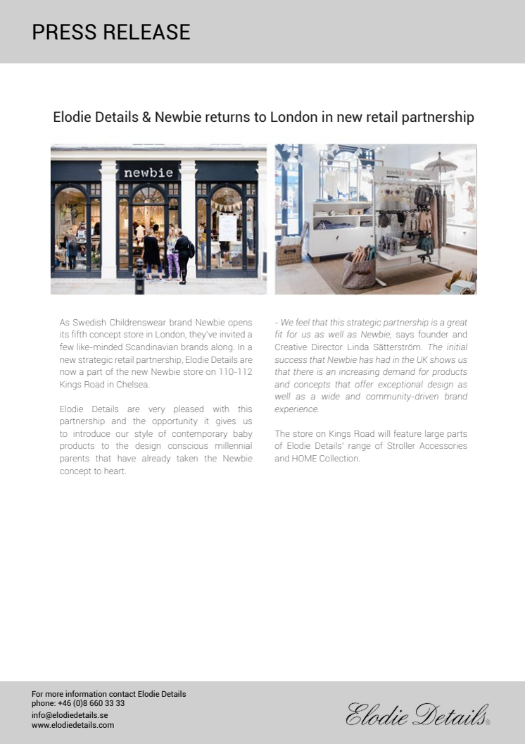 Elodie Details & Newbie returns to London in new retail partnership