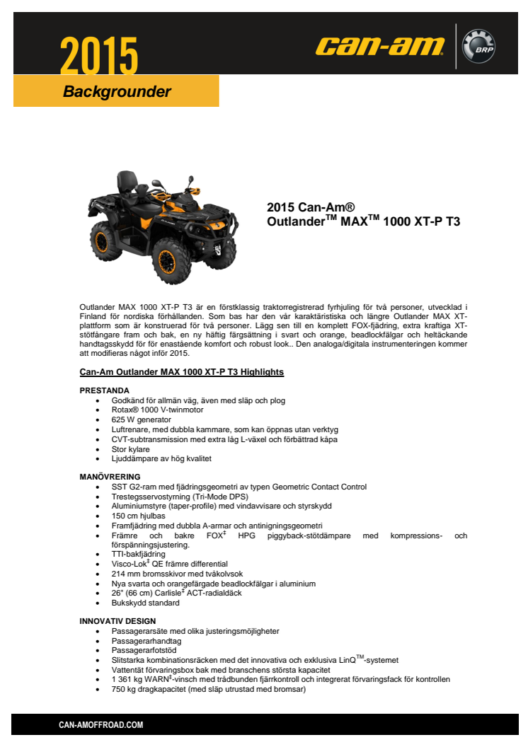 Backgrounder Can-Am Outlander MAX 1000 XT-P T3