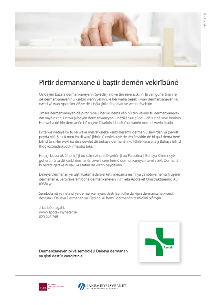 Faktablad om apoteksreformen på nordkurdiska