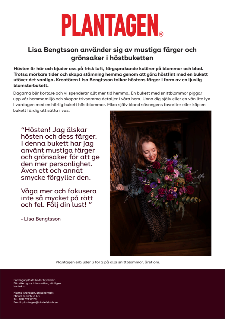 Lisa Bengtsson använder sig av mustiga färger och grönsaker i höstbuketten