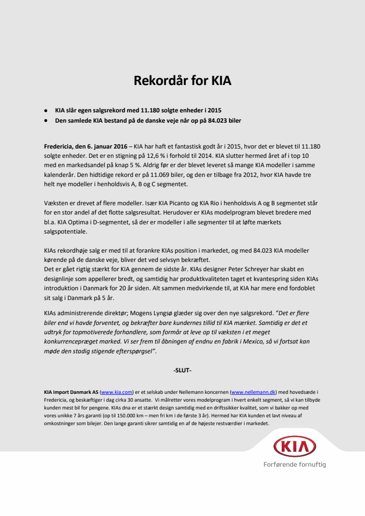 Rekordår for KIA