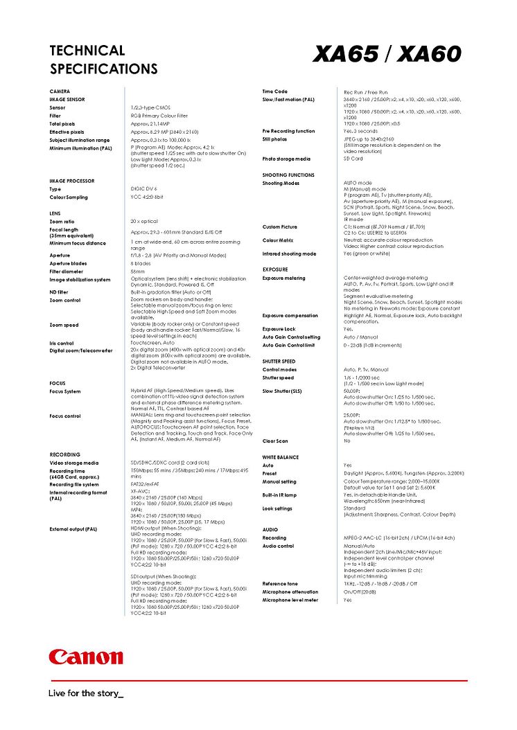 XA65, XA60_PR Spec Sheet_EM_FINAL_Page_1