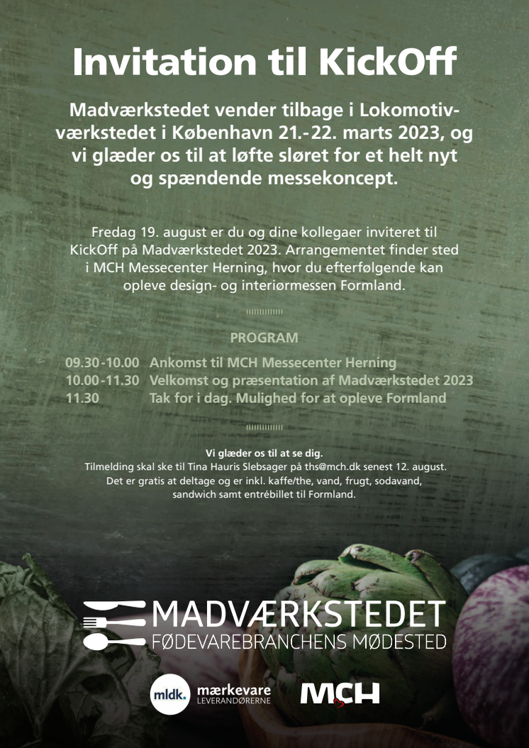Kick off-invitation til Madværkstedet Messe 2023