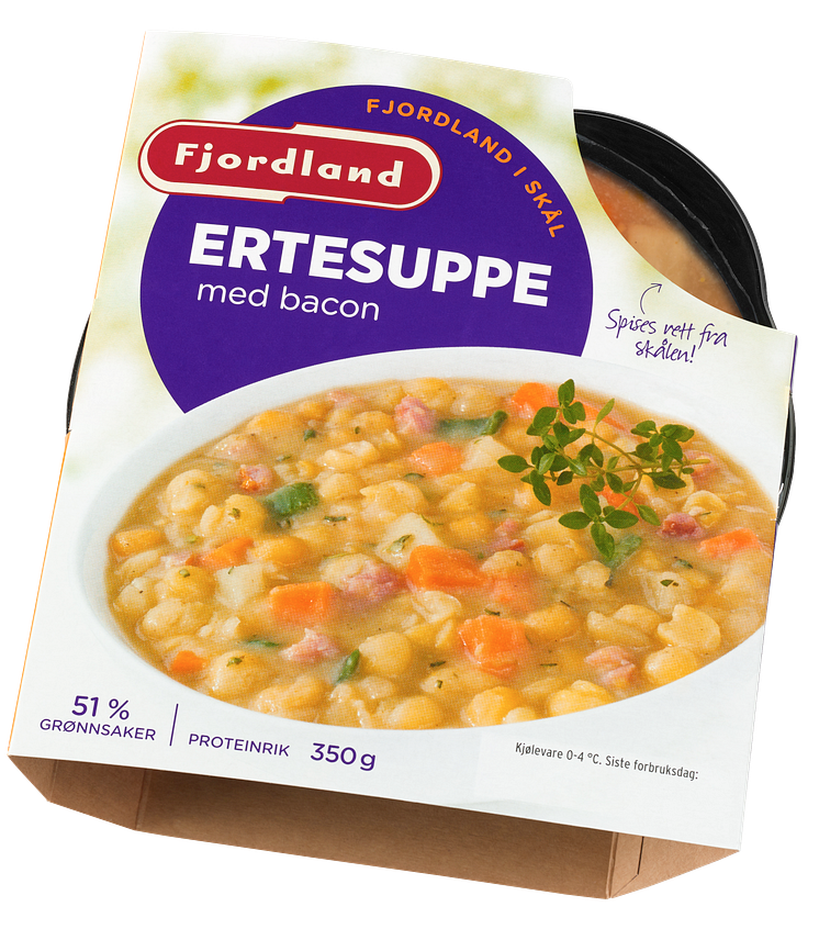 Fjordland i skål - ertesuppe med bacon