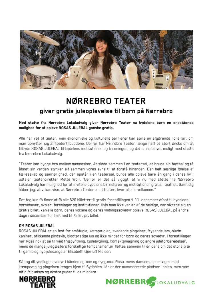 NØRREBRO TEATER GIVER GRATIS JULEOPLEVELSE TIL BØRN PÅ NØRREBRO