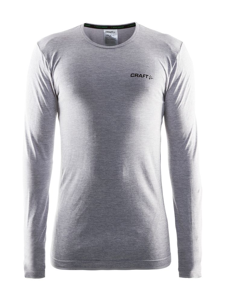 Active Comfort round neck long sleeve för herr i färgen grey melange (ca pris 350 kr)