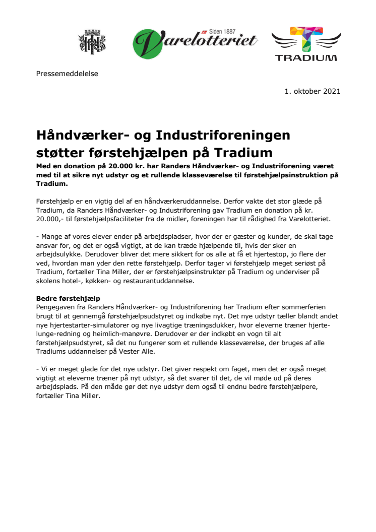 PM_Håndværker- og Industriforeningen støtter førstehjælpen på Tradium.pdf