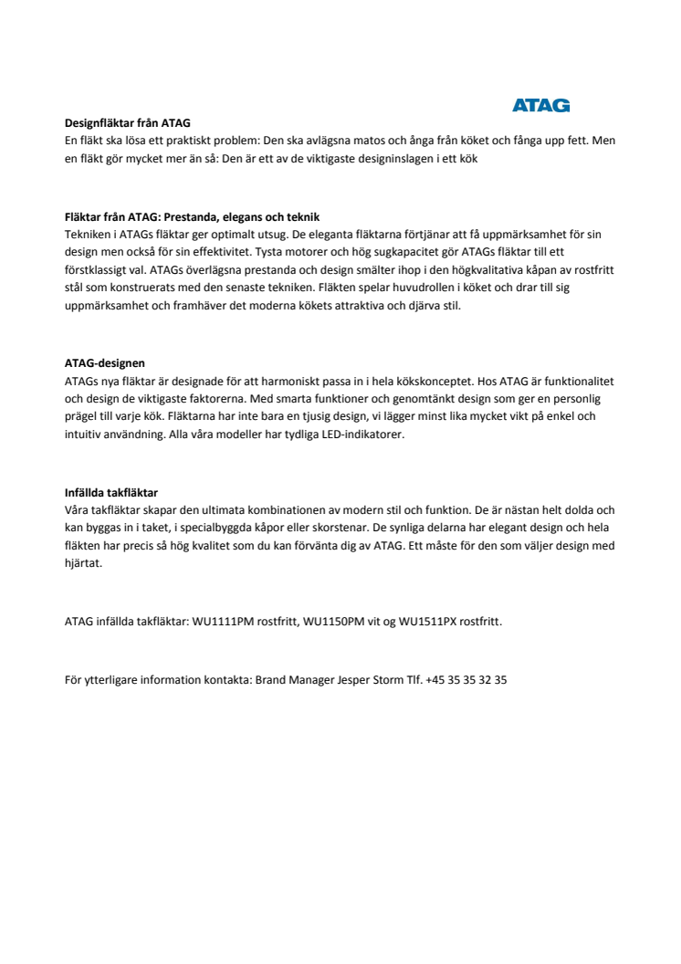 Designfläktar från ATAG