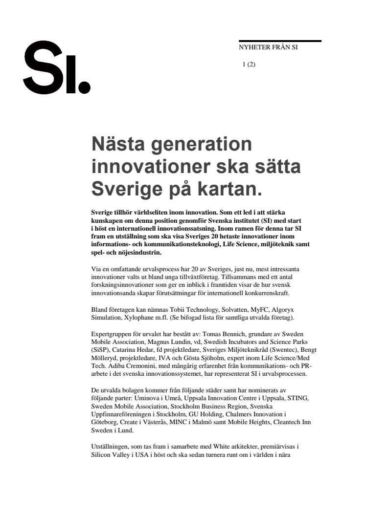 Nästa generation innovationer ska sätta Sverige på kartan
