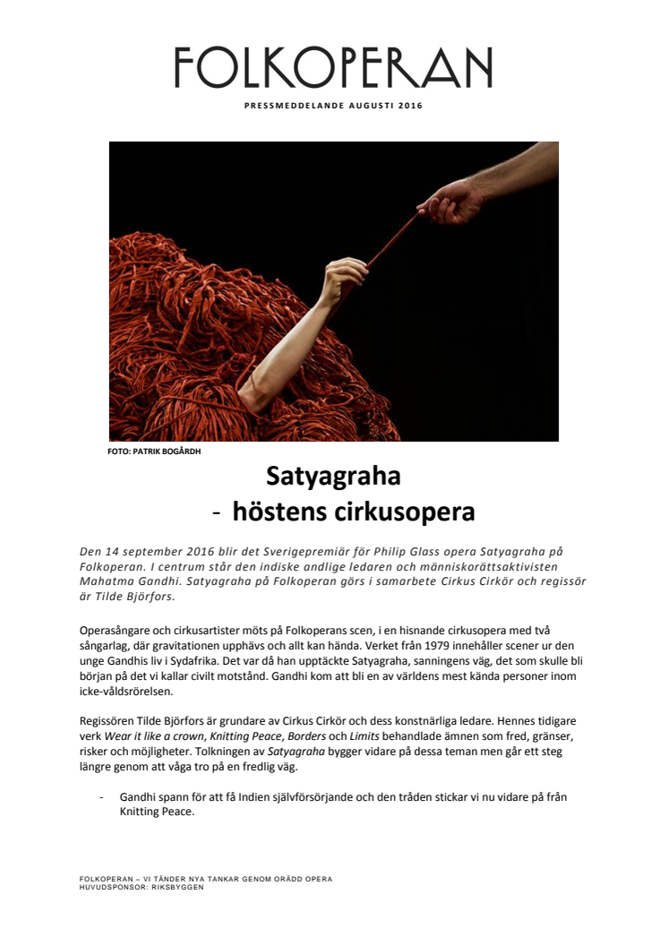 Satyagraha - höstens cirkusoperan