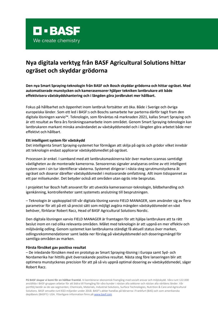 Nya digitala verktyg från BASF Agricultural Solutions hittar ogräset och skyddar grödorna 