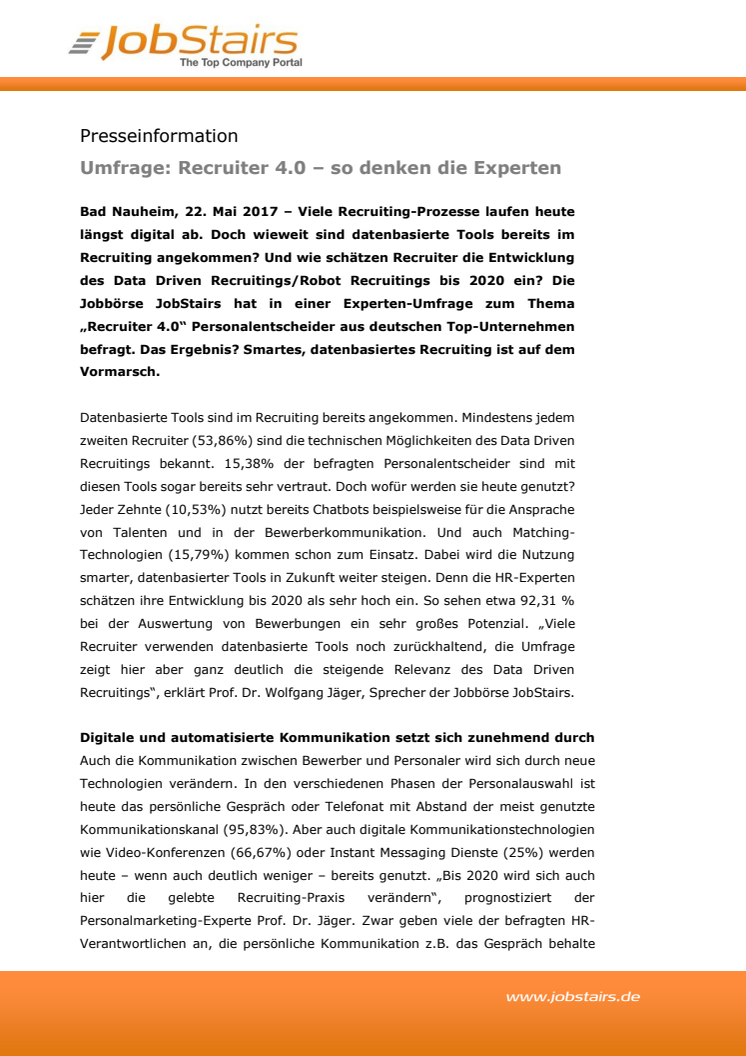 Umfrage: Recruiter 4.0 – so denken die Experten  