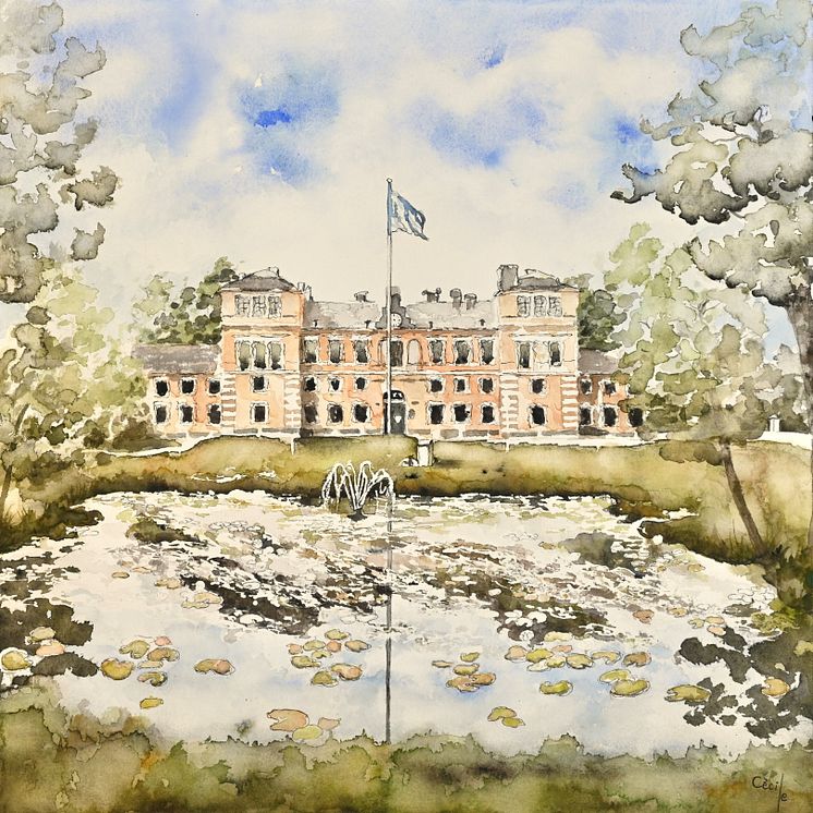 Rånäs Slott målat av Cécile Hansson 