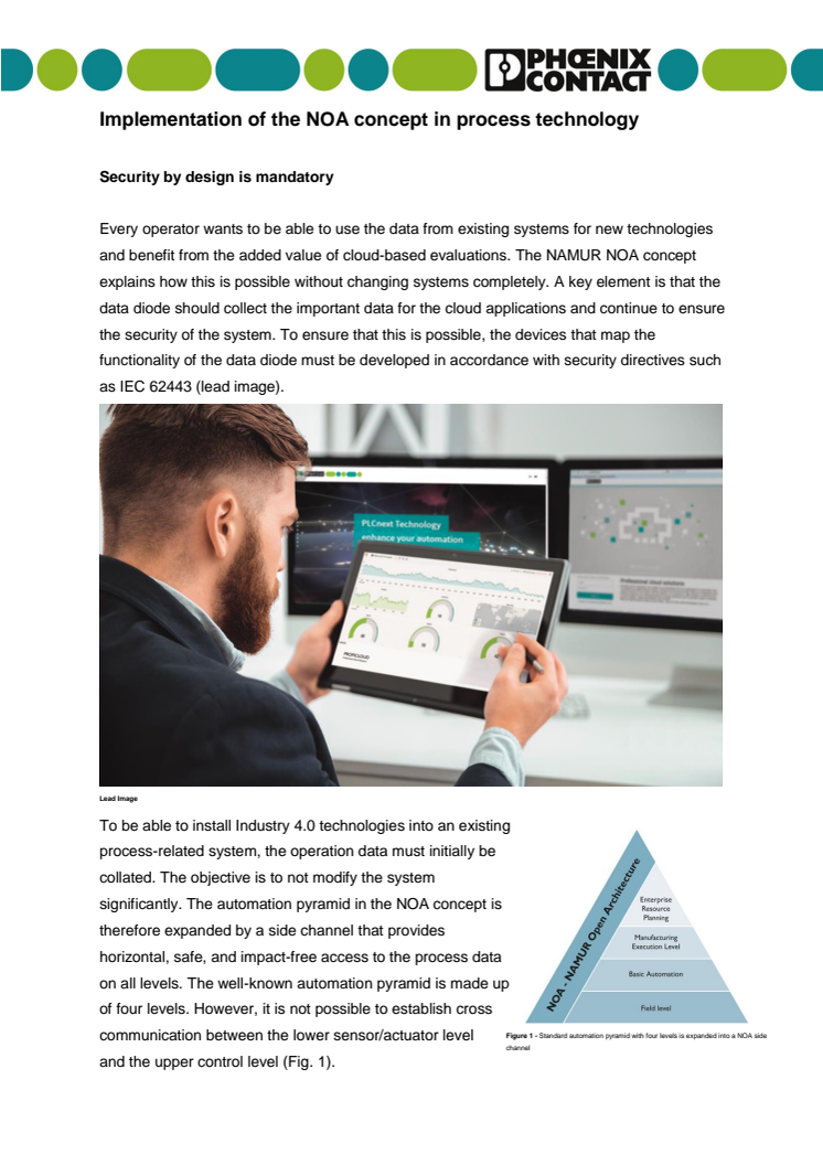 Implementation of the NOA concept in process technology 