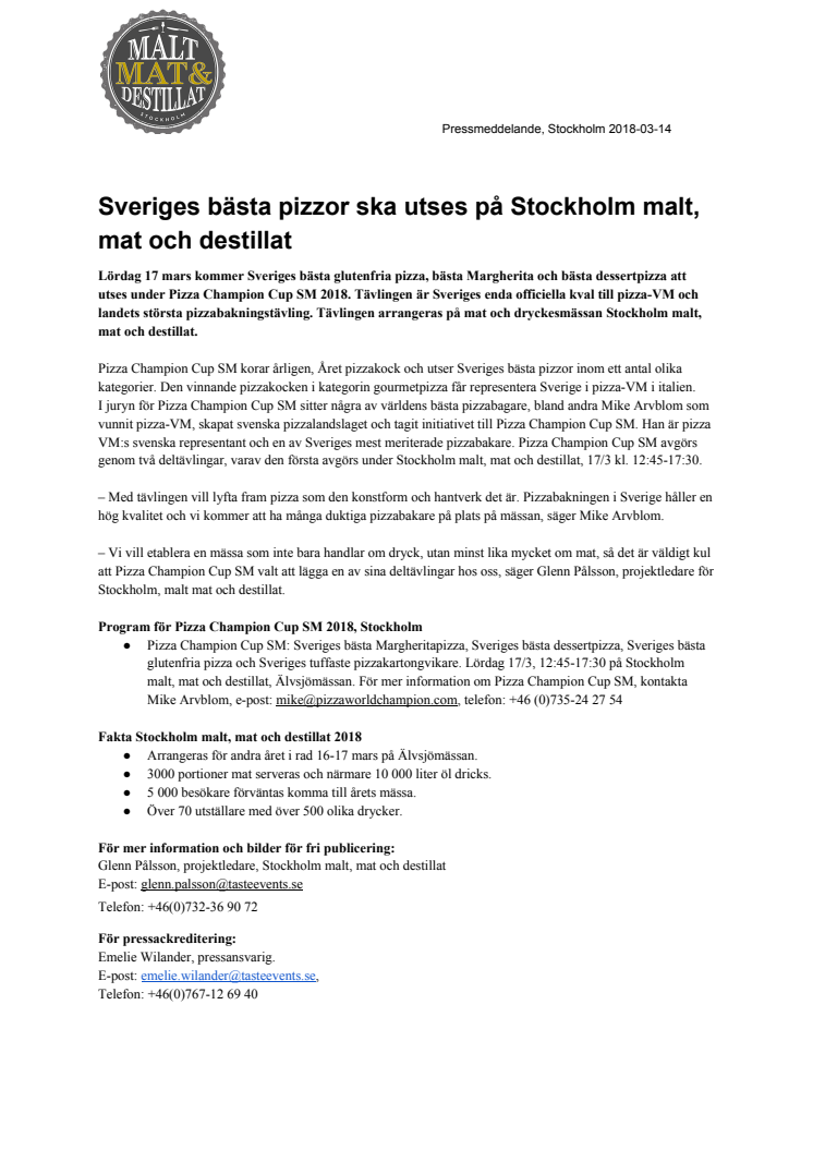 Sveriges bästa pizzor ska utses på Stockholm malt, mat och destillat