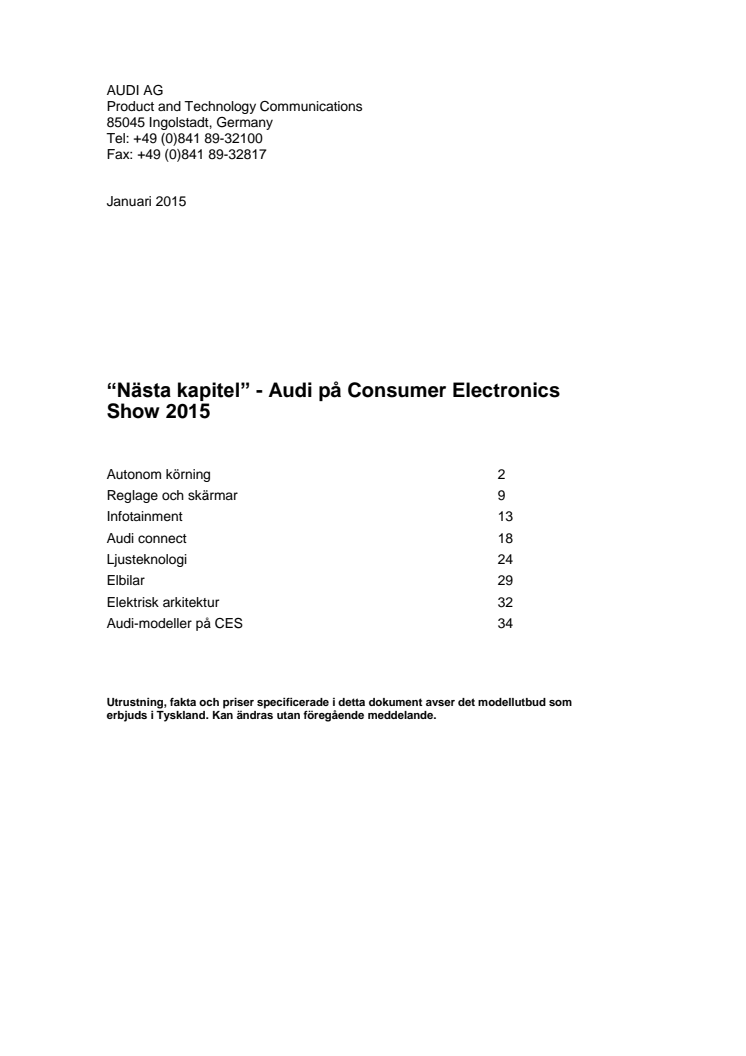 Audi CES 2015 komplett pressinformation eng 
