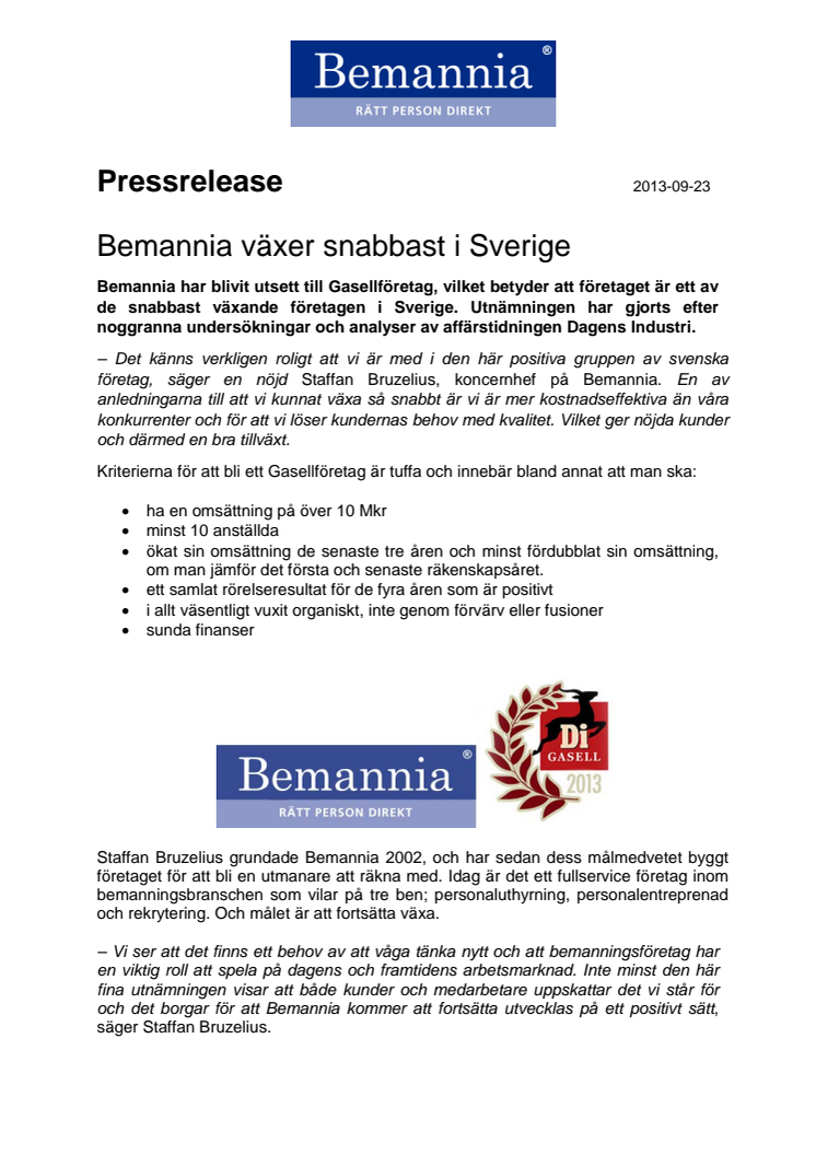 Bemannia växer snabbast i Sverige