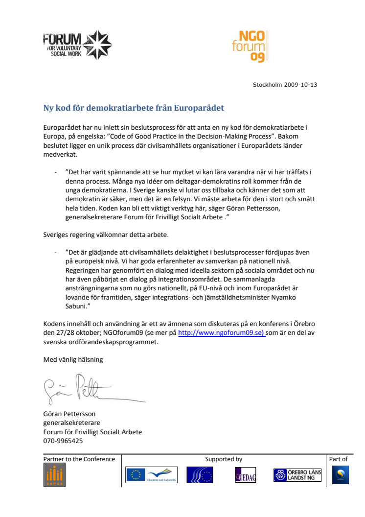 Ny kod för demokratiarbete från Europarådet