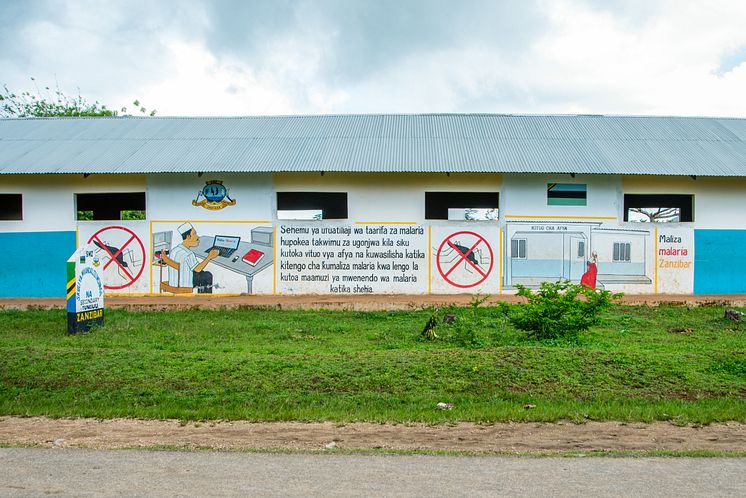 Malaria warnings on a school in Zanzibar
