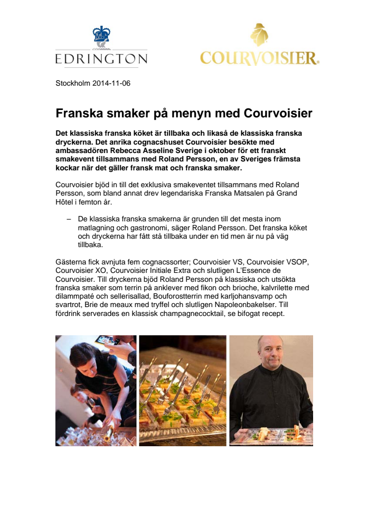 Franska smaker på menyn med Courvoisier