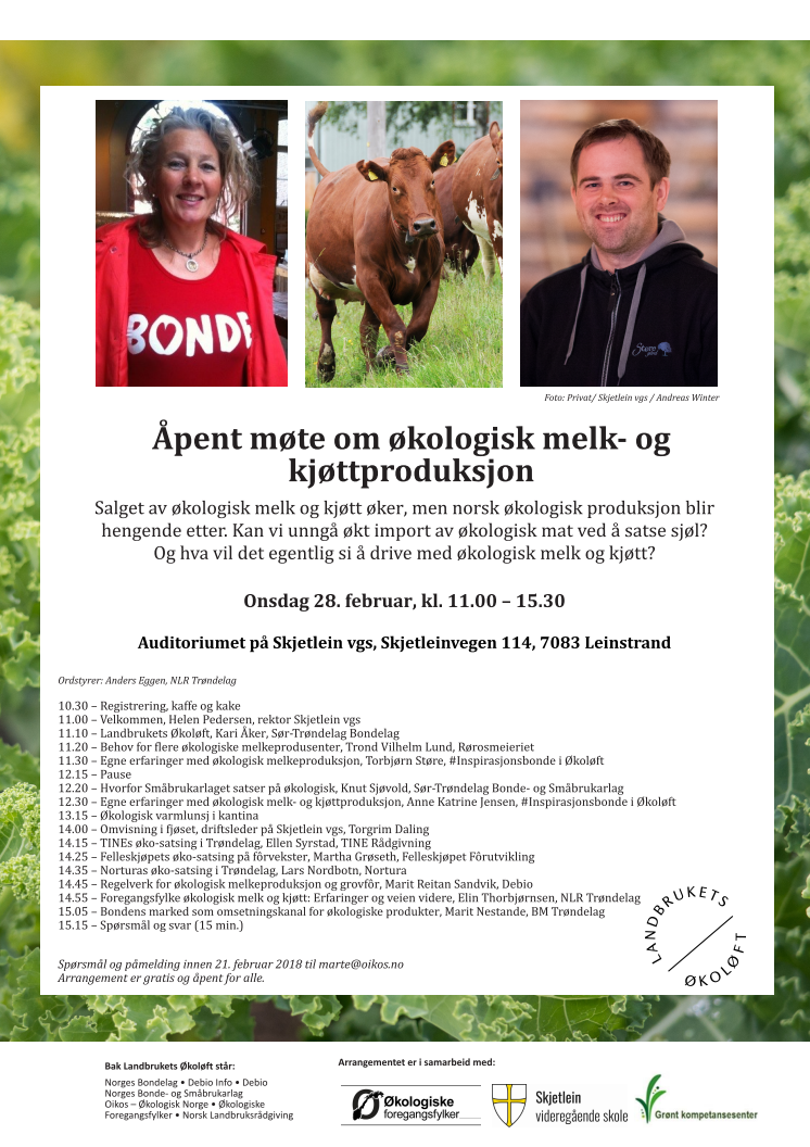 Program åpent møte om økologisk melk og kjøtt 28. februar