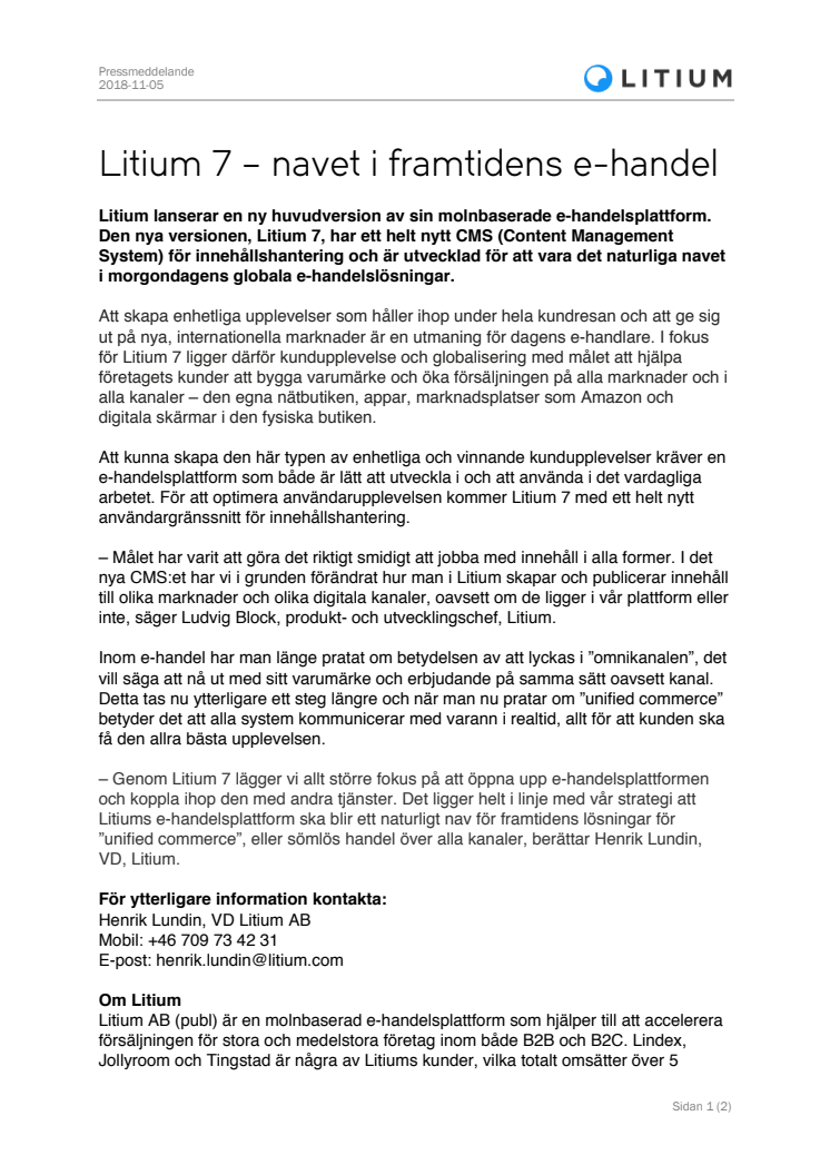 Litium 7 – navet i framtidens e-handel