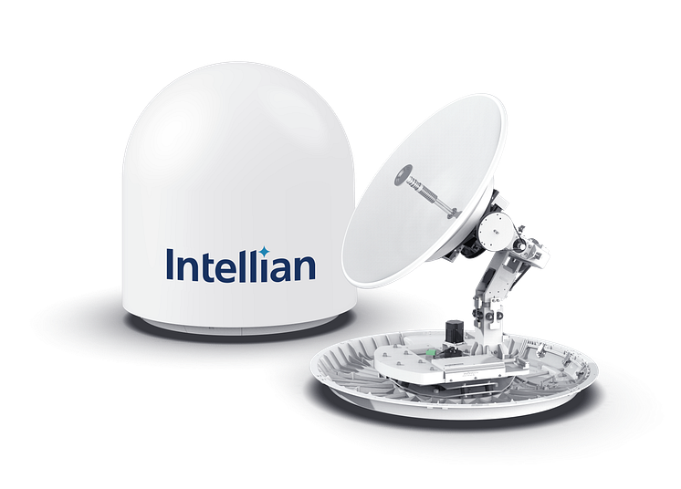 Intellian’s innovative, future-proof v85NX antenna, with the new logo