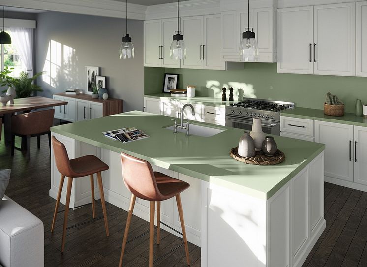 Silestone Sunlit Days Posidonia Green_kitchen