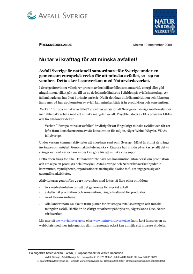 Nu tar vi krafttag för att minska avfallet!