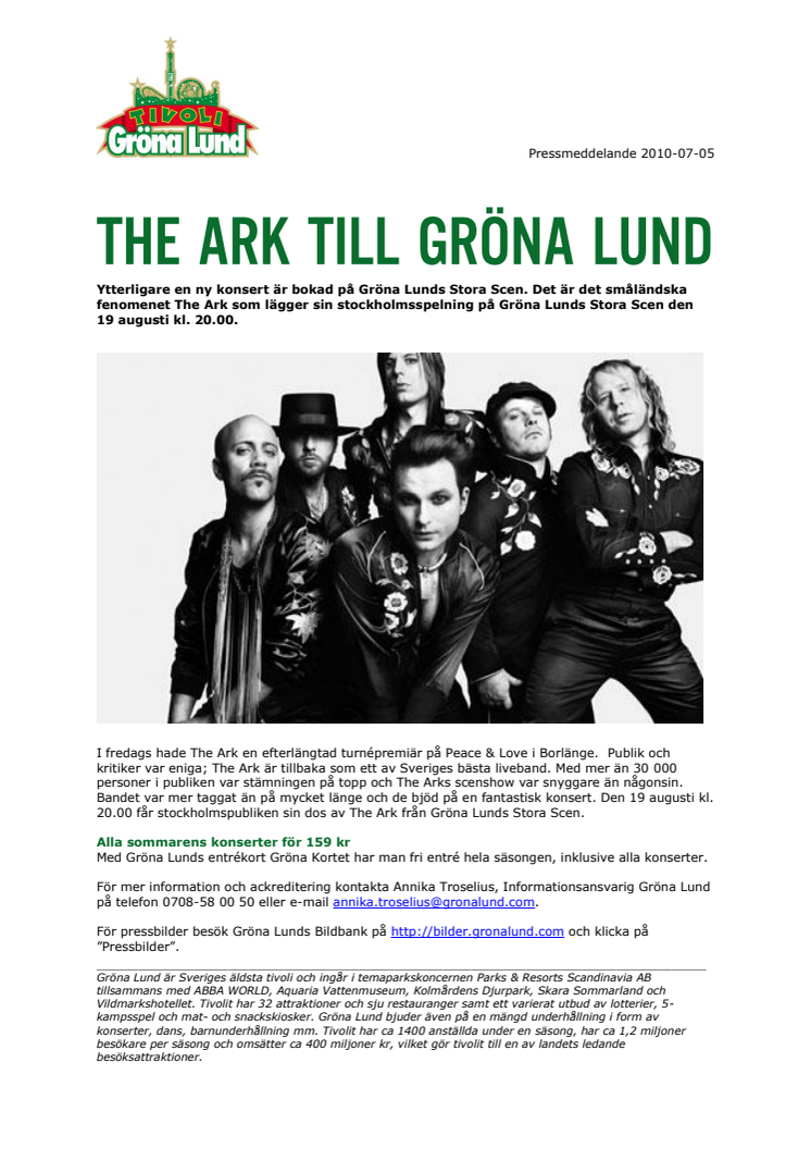 The Ark till Gröna Lund