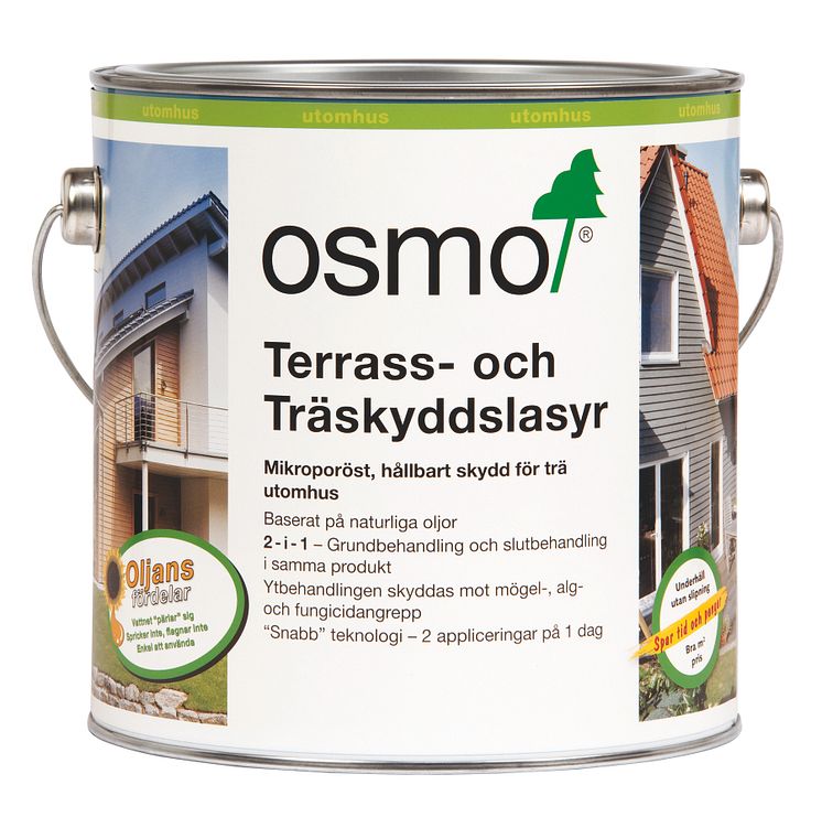 Tre nya kulörer Osmo Terrass- och Träskyddslasyr burk bild