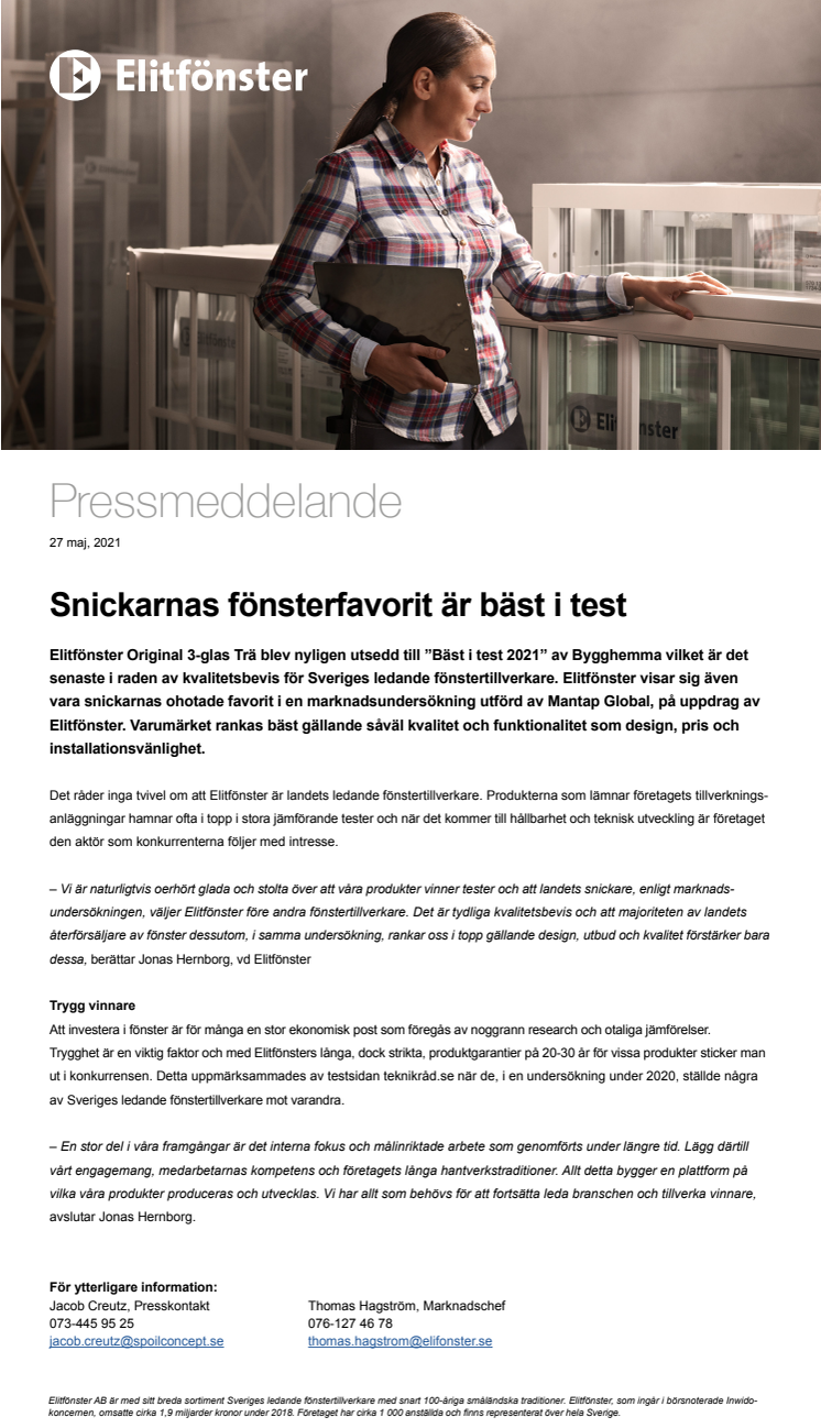 Snickarnas fönsterfavorit är bäst i test