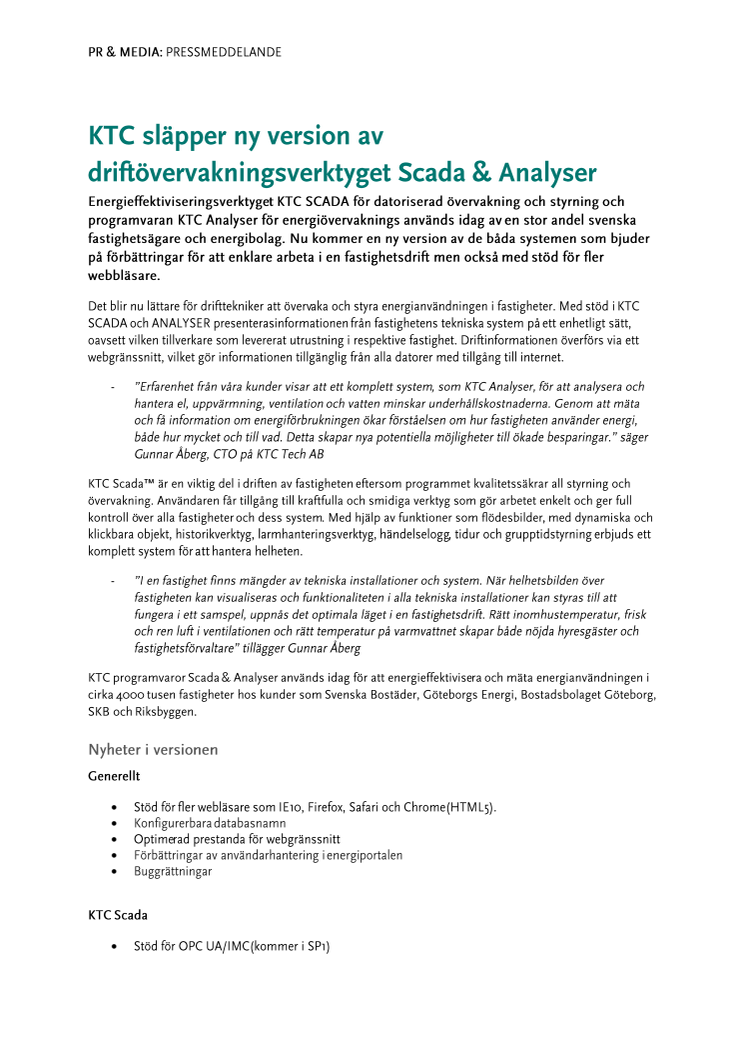 KTC släpper ny version av driftövervakningsverktyget Scada & Analyser