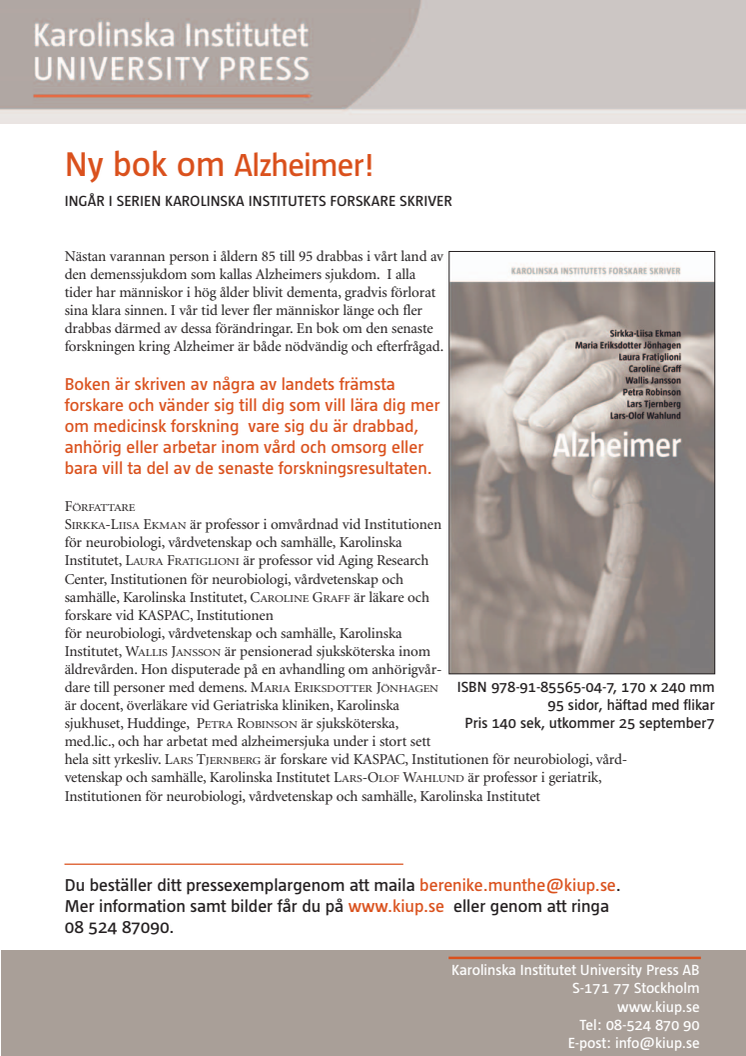 NY BOK om Alzheimer