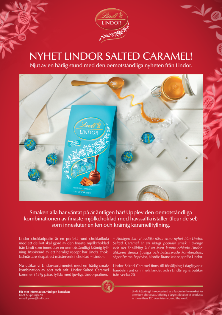 NYHET LINDOR SALTED CARAMEL! Njut av en härlig stund med den oemotståndliga nyheten från Lindor.