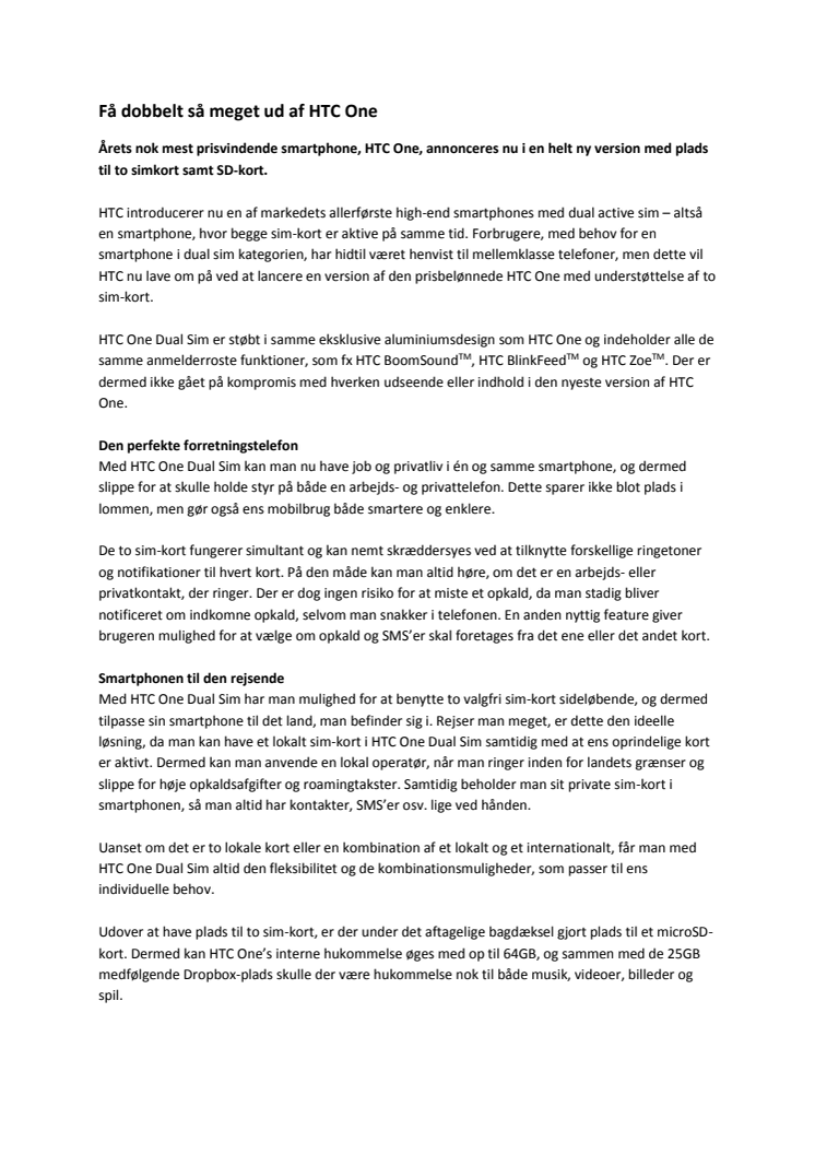 Få dobbelt så meget ud af HTC One