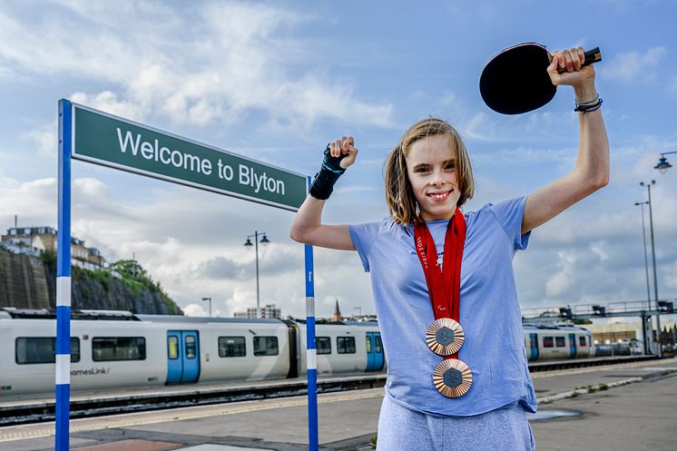 Passengers arriving at the station will be greeted by the new "Welcome to Blyton" sign, celebrating Twomey’s historic achievement