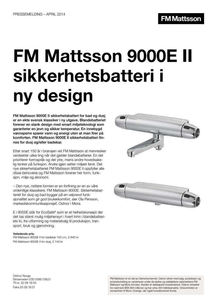 FM Mattsson 9000E II sikkerhetsbatteri i ny design