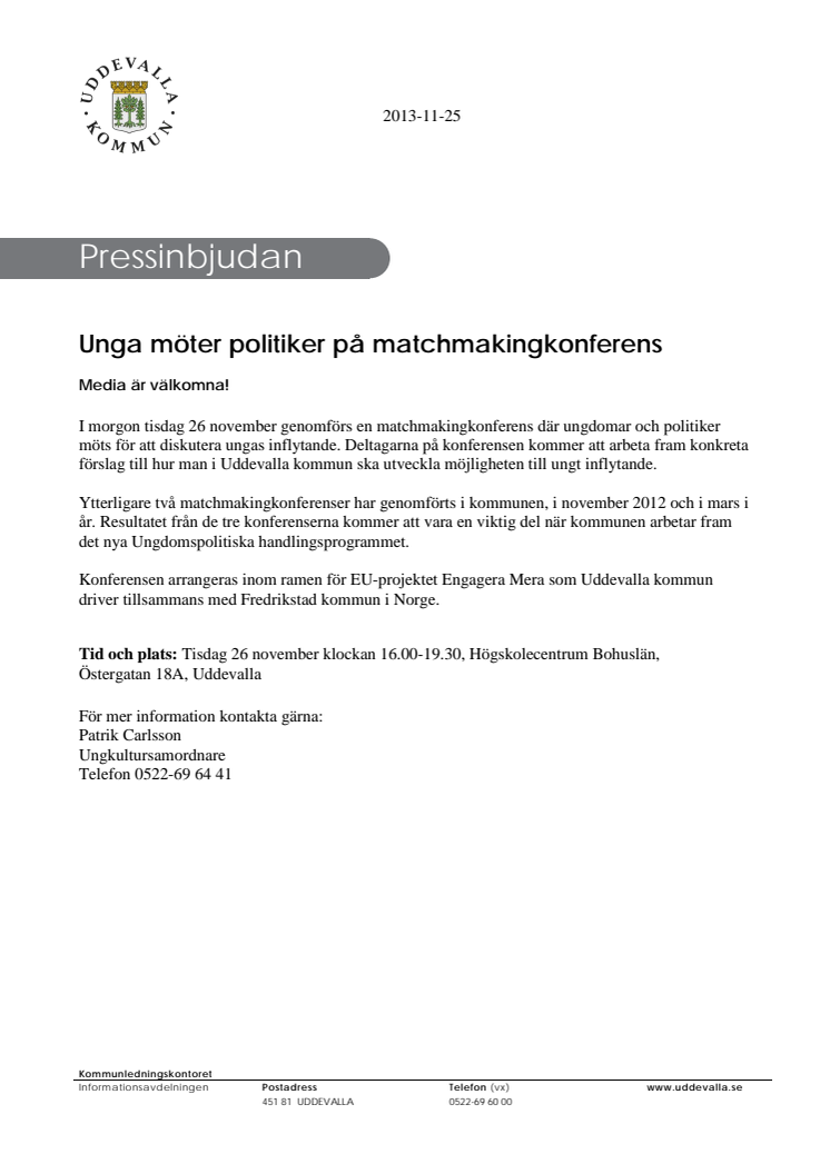 Ungdomar möter politiker på matchmakingkonferens