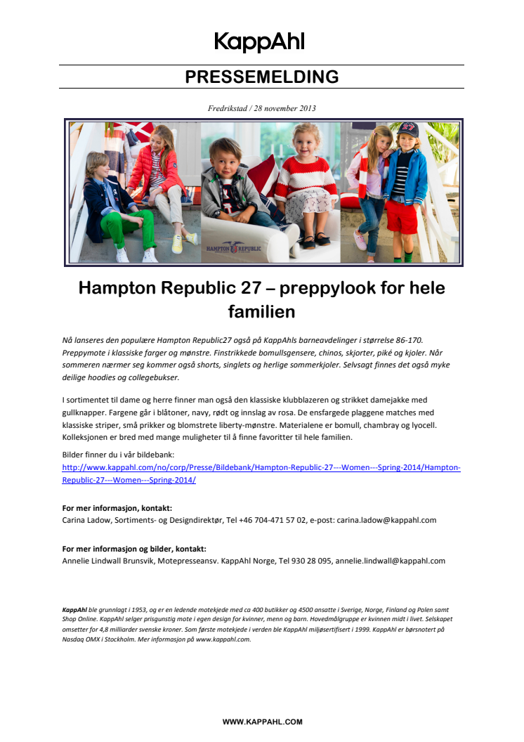 Hampton Republic 27 – preppylook for hele familien