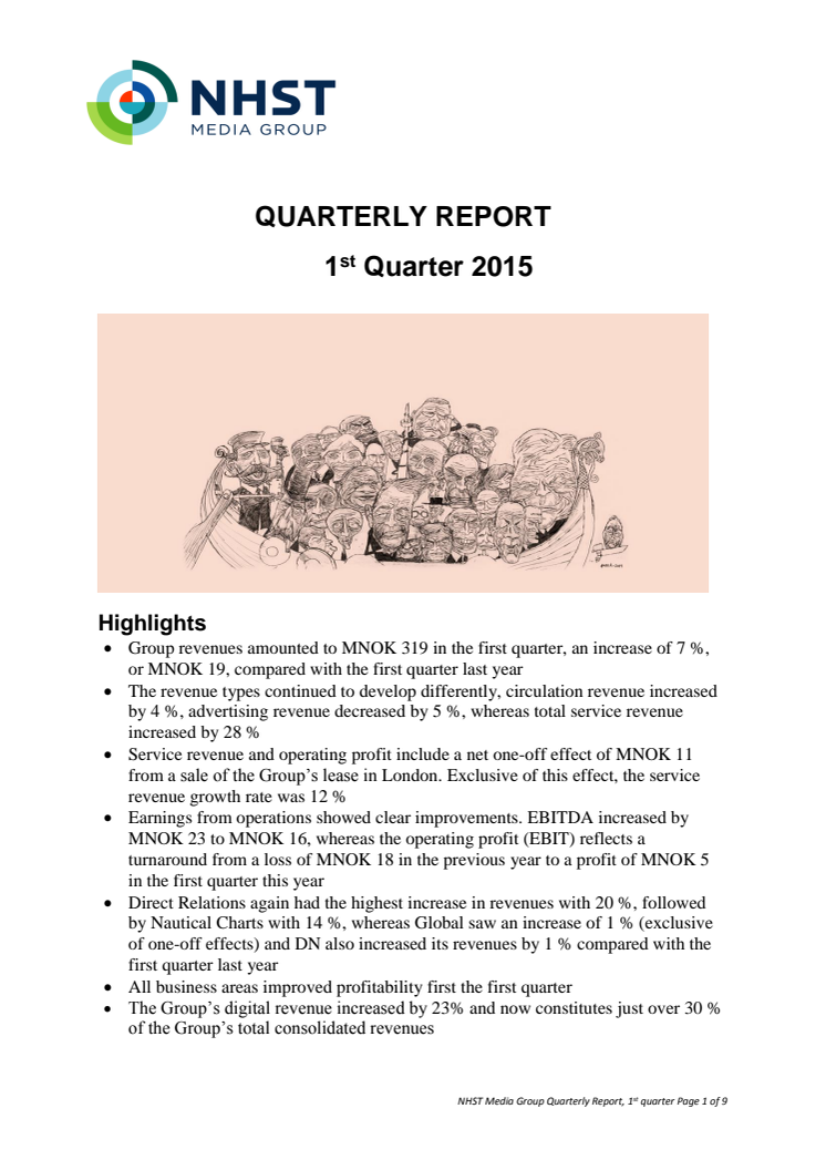 NHST Media Group - Quarterly Report 1st quarter 2015