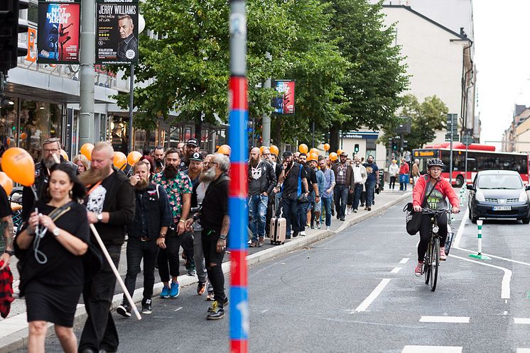 Skäggparad under World Beard Day i Stockholm