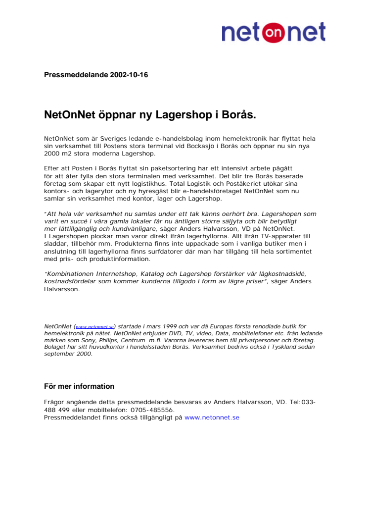 NetOnNet öppnar ny Lagershop i Borås.