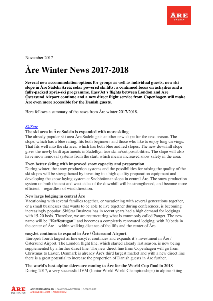 Åre Winter News 2017-2018