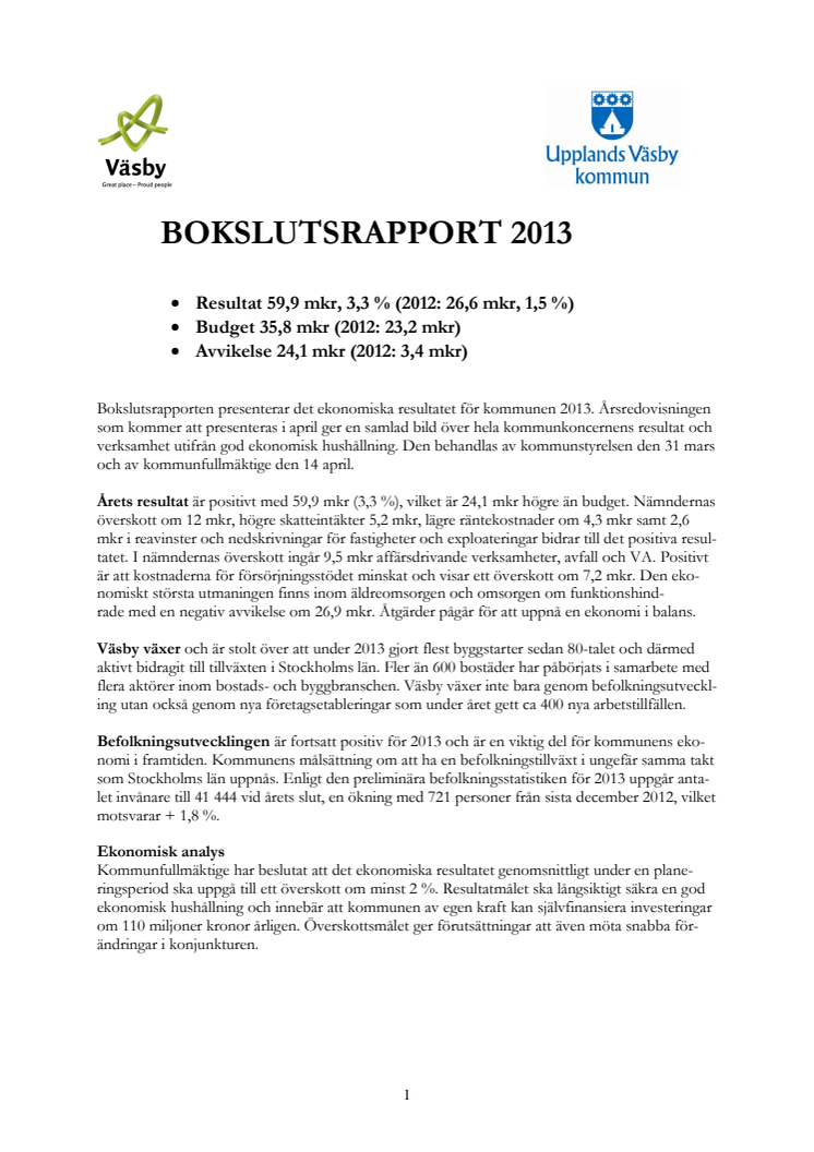 Bokslutsrapport 2013