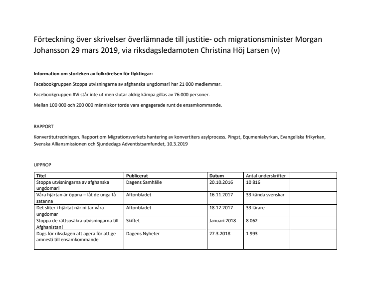 Fredag 29 mars får Morgan Johansson sina upprop